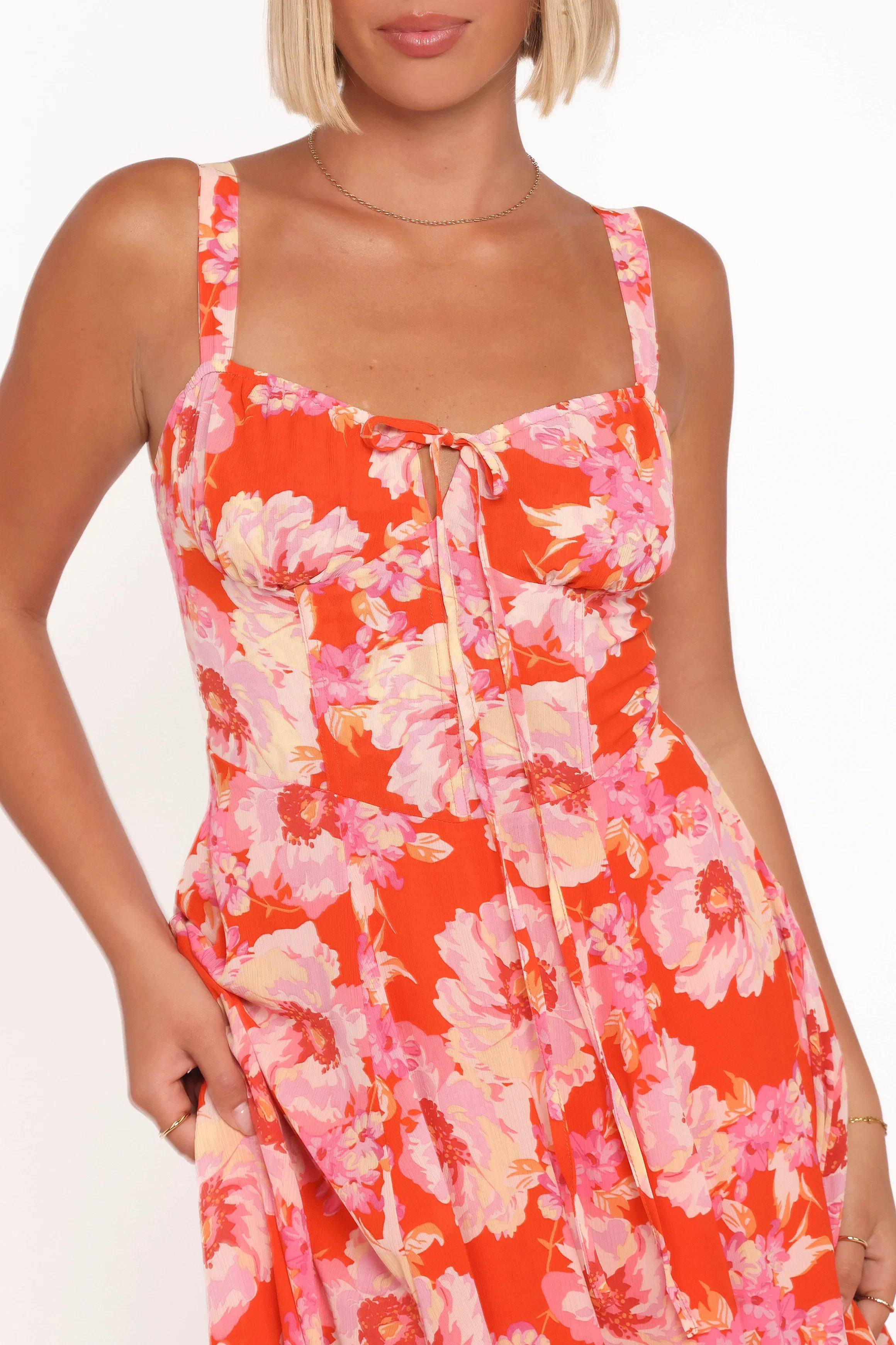 Elodie Midi Dress Red Floral