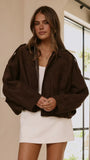 Leela Bomber Jacket Brown Suede