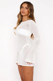 Stand And Stare Long Sleeve Mini Dress White