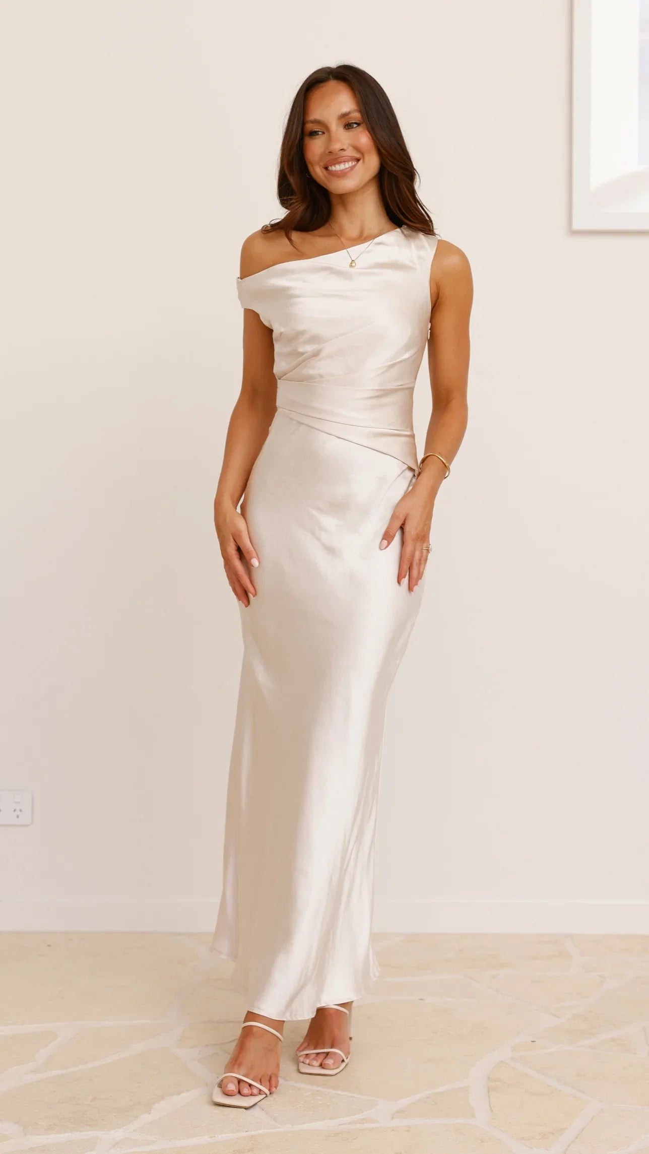 Auria Off Shoulder Maxi Dress Champagne