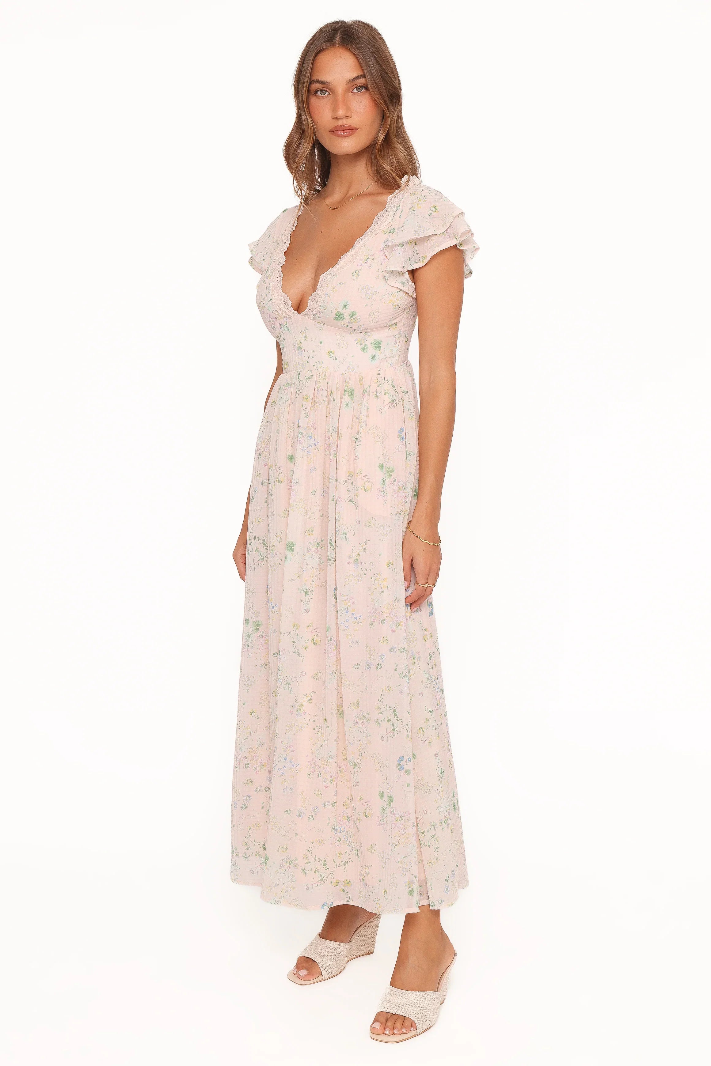 Angelica Midi Dress Pastel Pink Floral