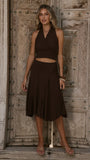 Taylin Halter Neck Top Brown