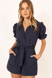 Riley Waist Tie Romper Navy