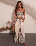 Riviera Nights Tropical Paisley Print Back Tie Top