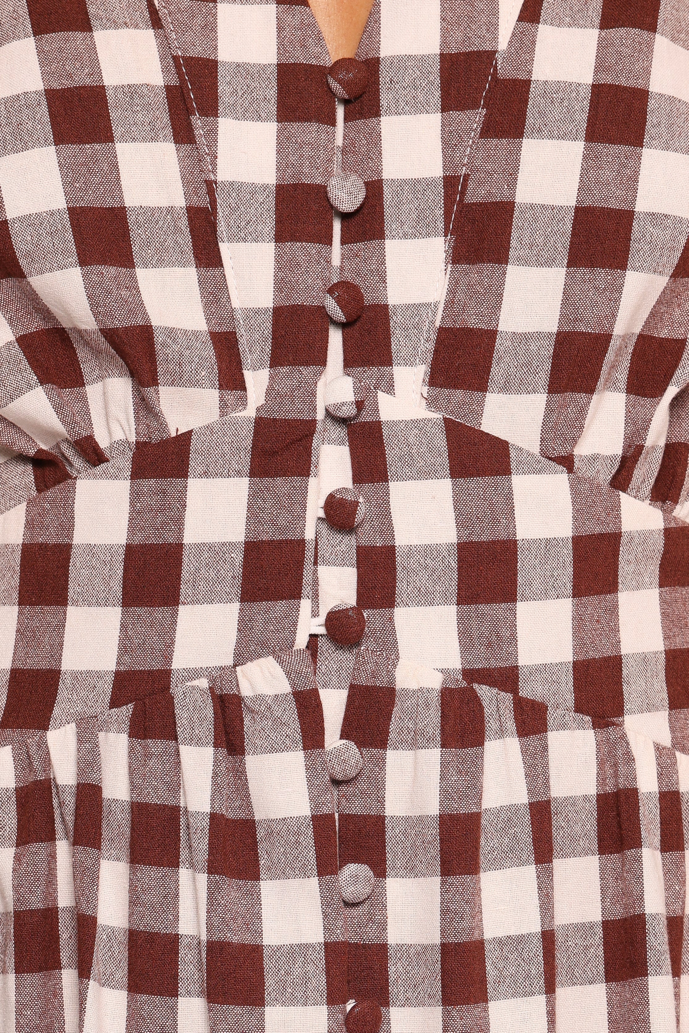 Robinson Maxi Dress Brown Gingham
