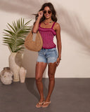 Anetta Knit Abstract Print Peplum Top
