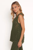 Sable Textured Knit Top Olive
