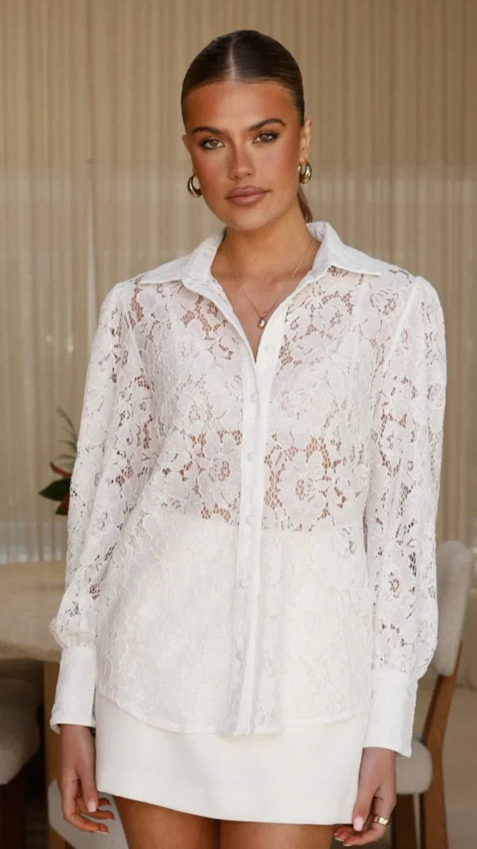 Vivian Lace Top White