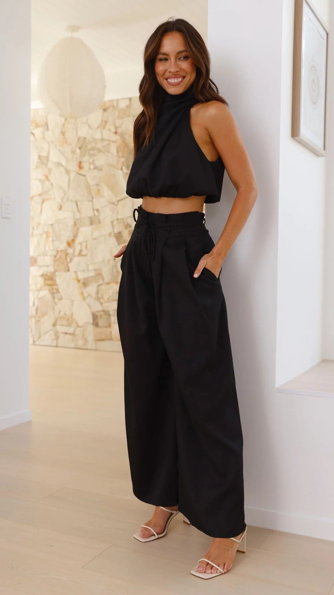 Melinda High Waist Pants Black