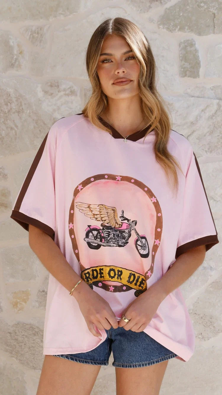 Avis Oversized Tee Ride or Die Print