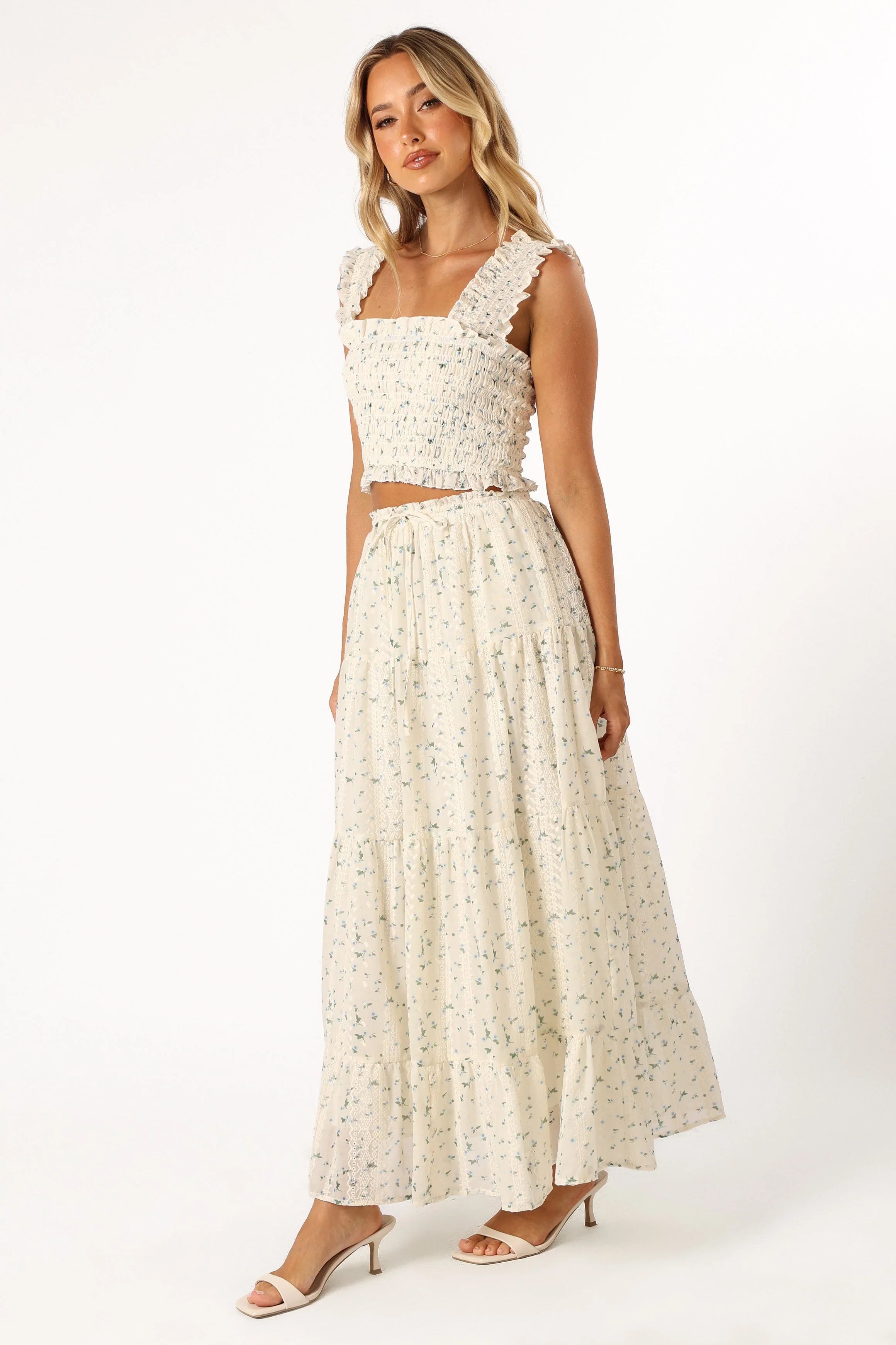 Amberlyn Maxi Skirt Blue Floral