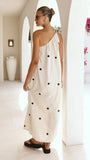 Nasira One Shoulder Maxi Dress Oat Black Polka Dot