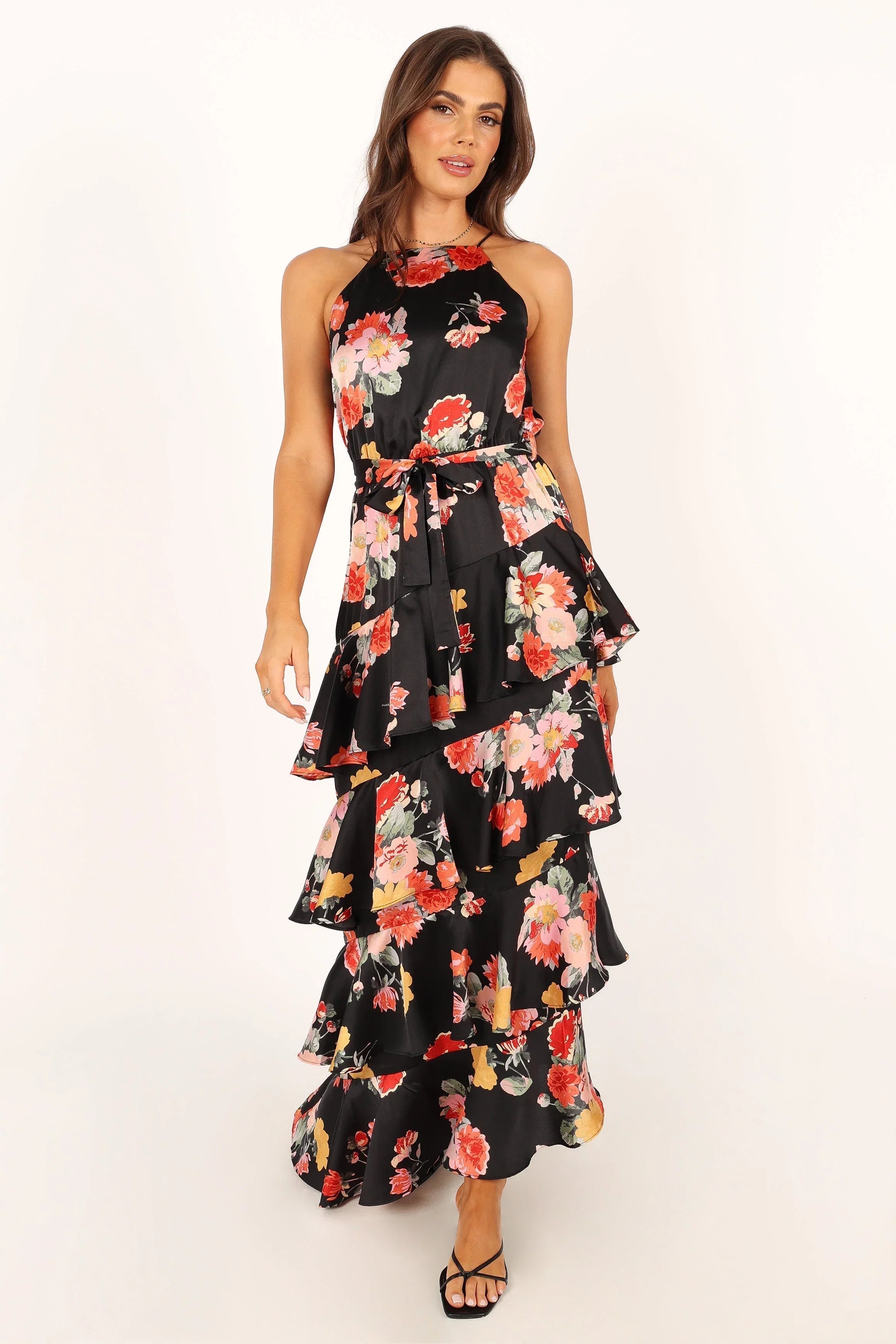 Sarona Halterneck Maxi Dress Black Floral