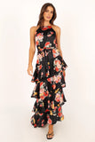 Sarona Halterneck Maxi Dress Black Floral