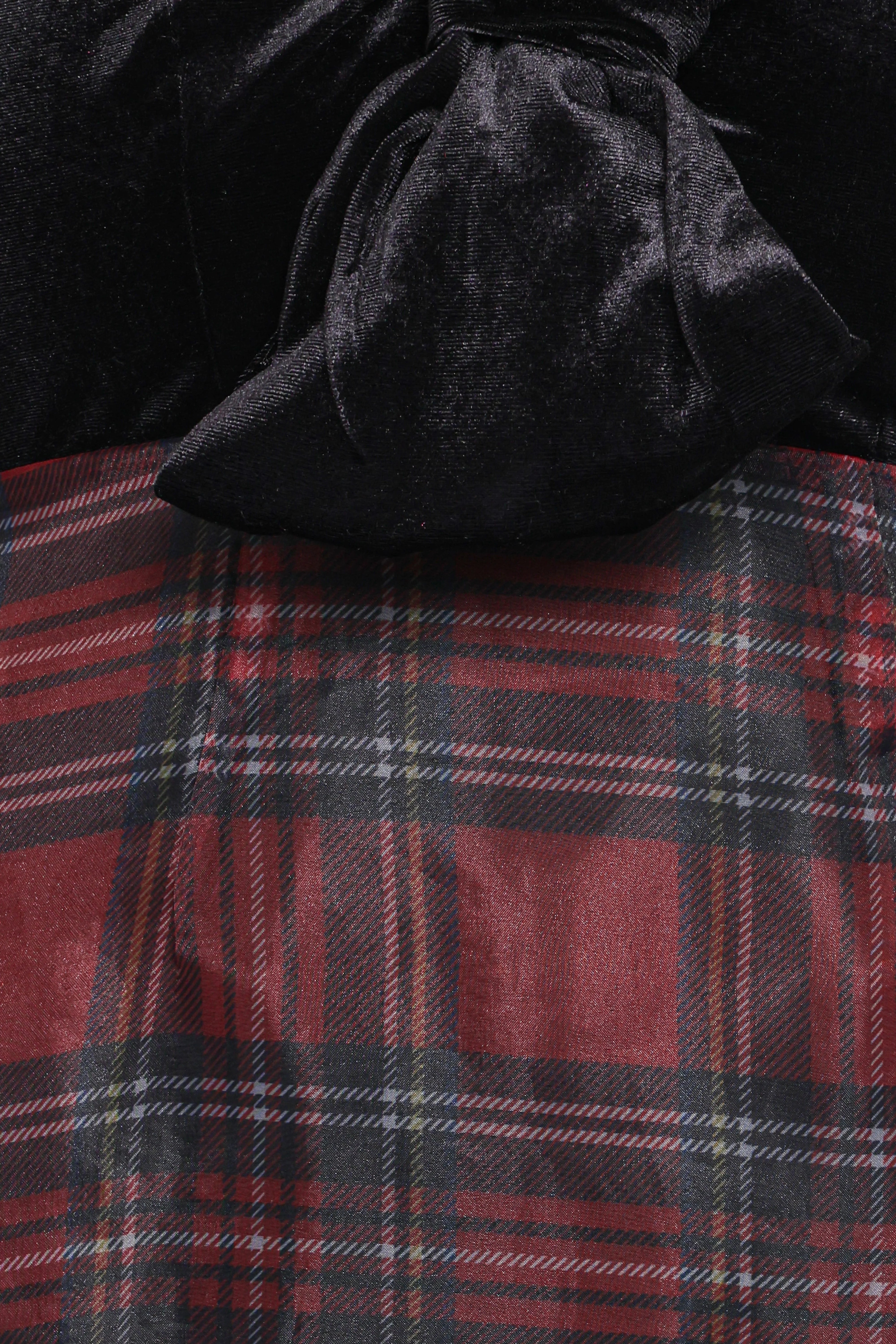 Amelie Bow Front One Shoulder Midi Dress Red Plaid