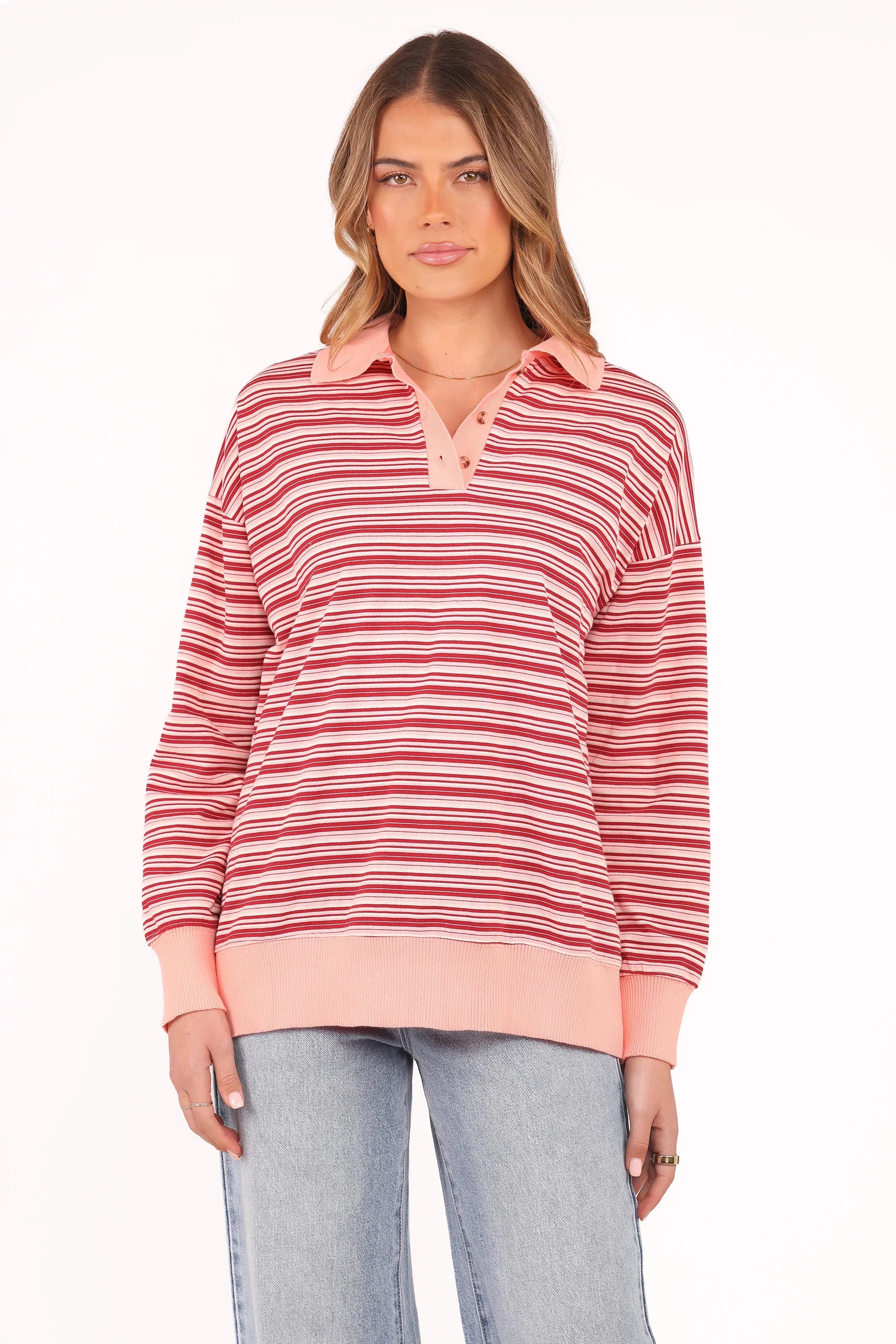 Beau Long Sleeve Jersey Top Pink Stripe