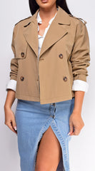Devin Cropped Trench Jacket Beige
