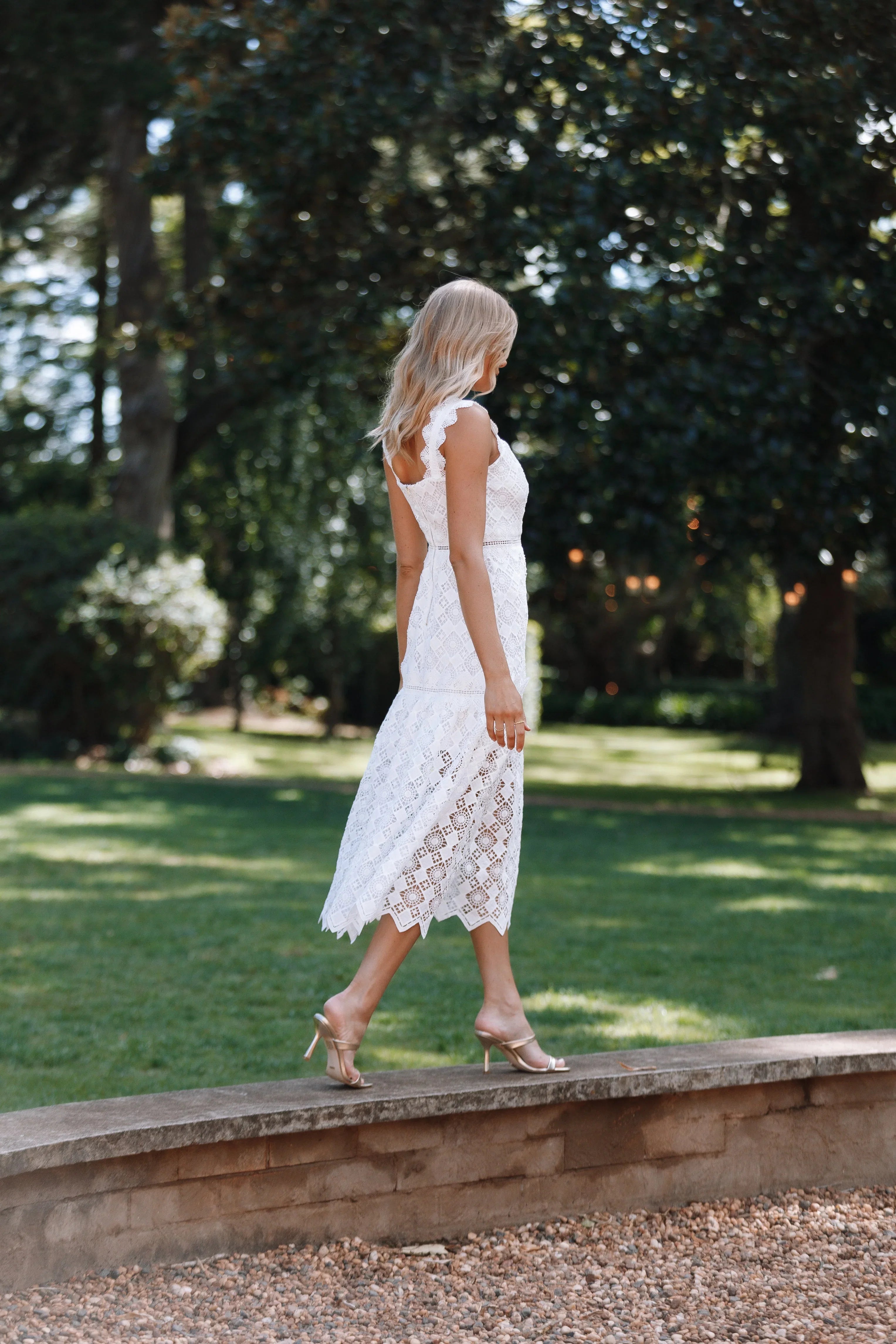 Harper Midi Lace Dress White