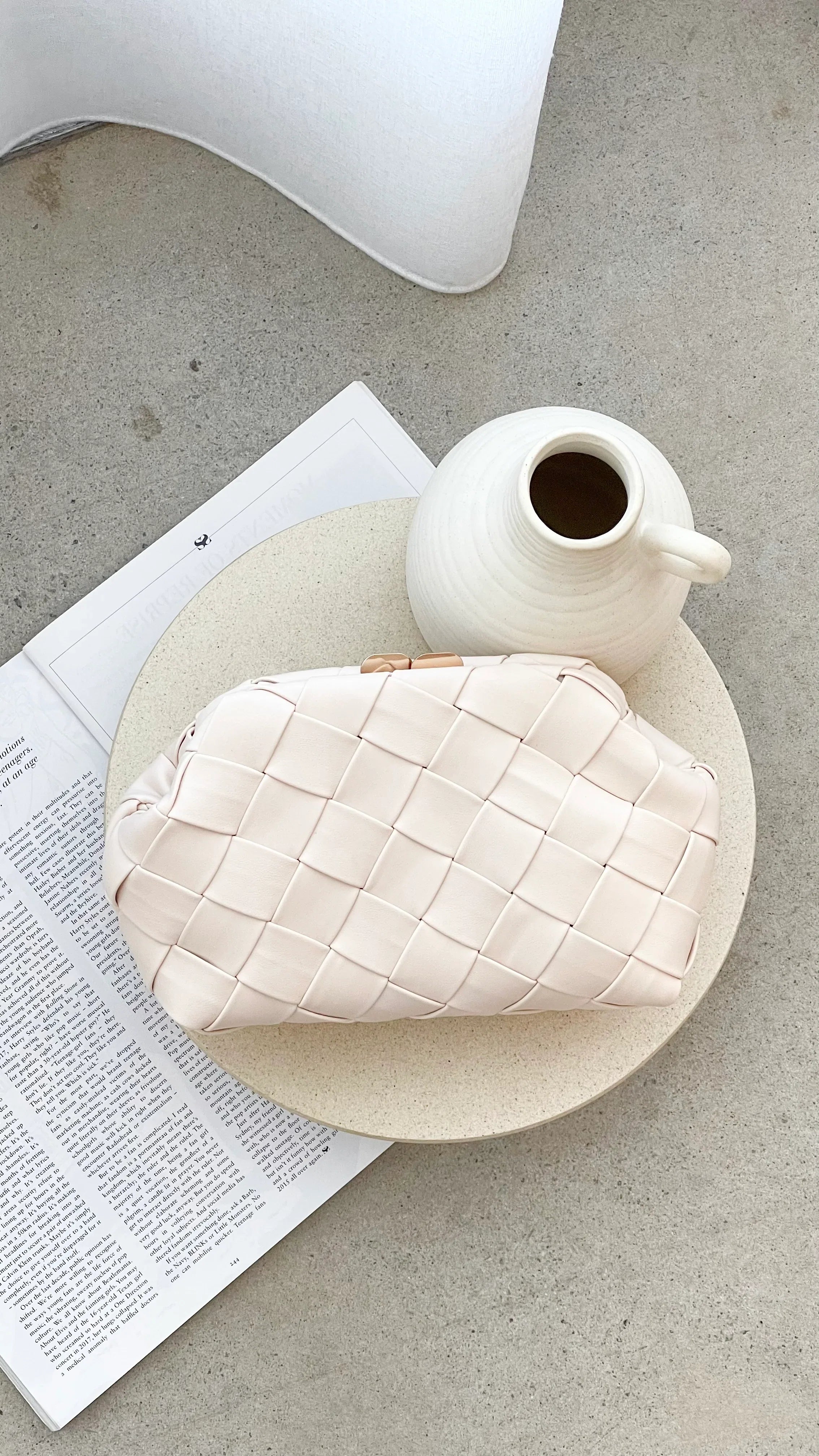 Vasanti Woven Clutch Beige