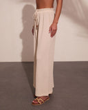 Leelie Drawstring Scrunch Knit Wide Leg Pants