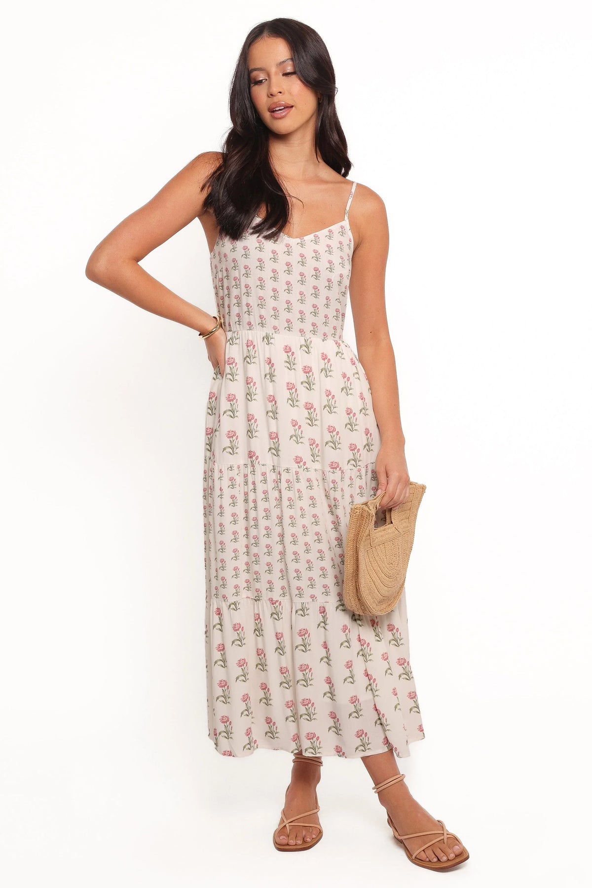 Echo Midi Dress White Pink