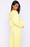 Causing Commotion Terry Boxy Zip Front Hoodie Lemon