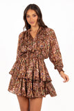 Alby Long Sleeve Mini Dress Chocolate Brown