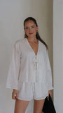 Iveena Top and Shorts Set White