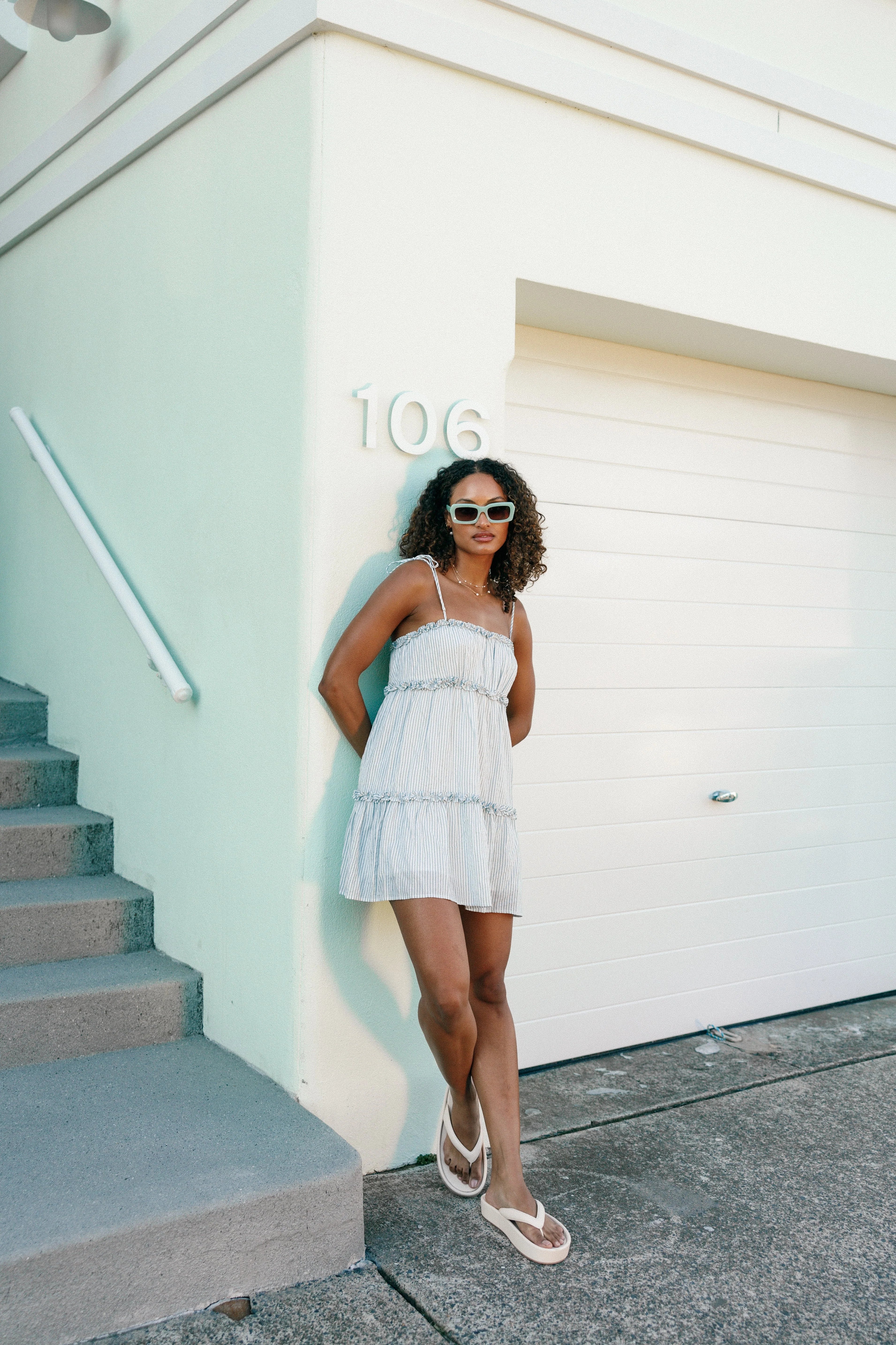 Kali Mini Dress White Blue