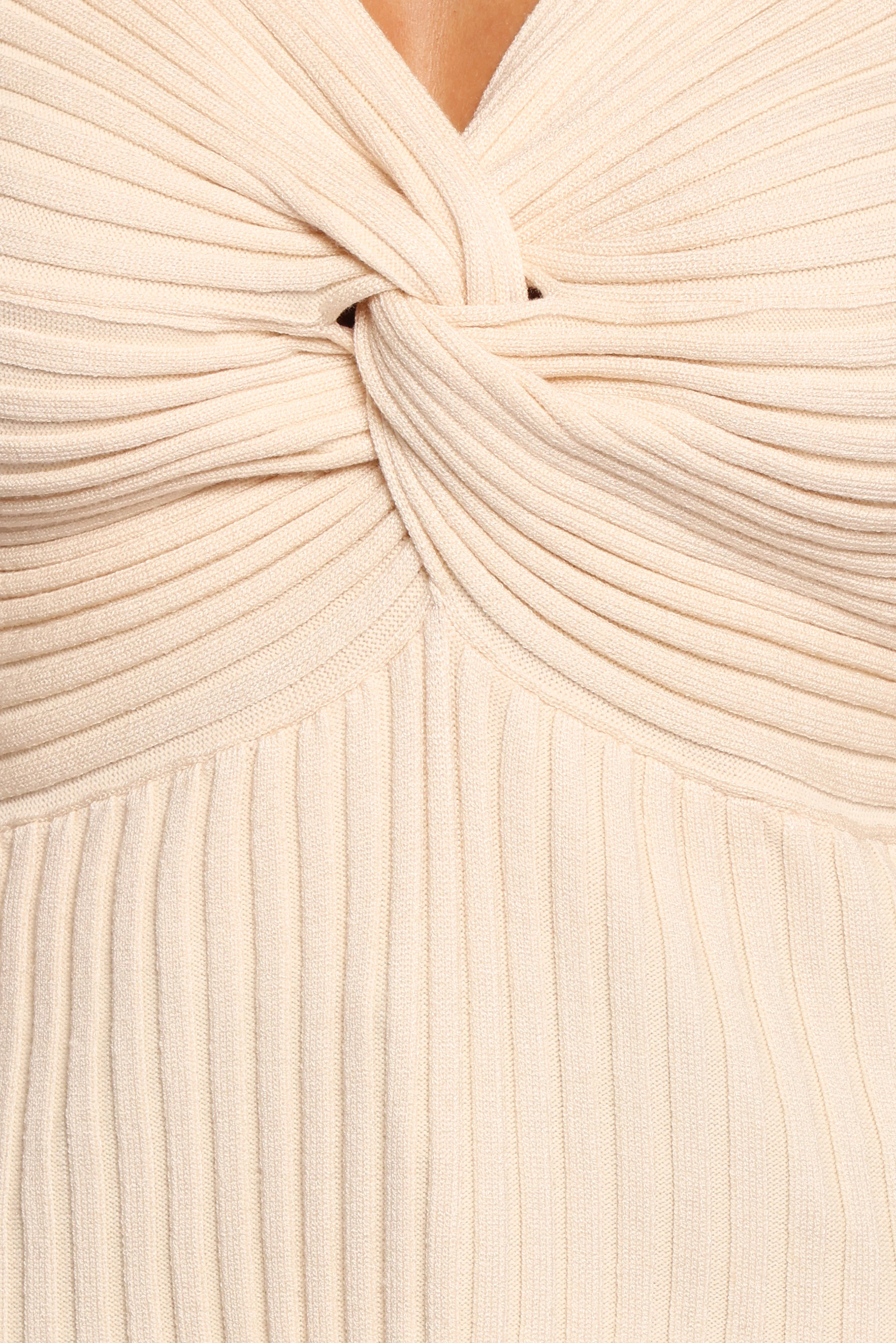 Demi Twist Detail Knit Top Cream