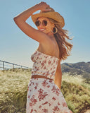 Dusk Prism Smocked Floral Crop Tube Top