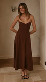 Janessa Strapless Midi Dress Chocolate