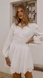 Brittney Long Sleeve Mini Dress White