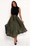 Polina Pleated Maxi Skirt Olive