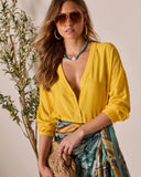 House Of Sun Satin Button Up Top