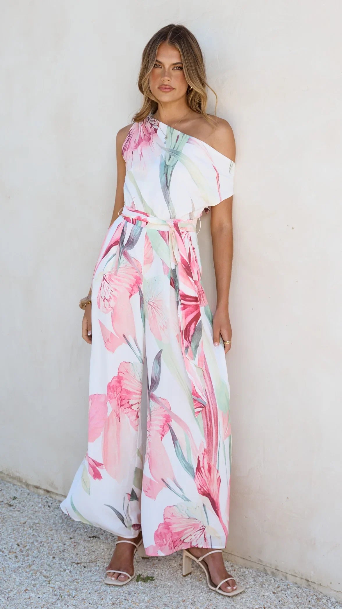 Oasis One Shoulder Jumpsuit Pink Floral