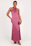 Mila Halterneck Maxi Dress Dark Rose