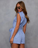 Adeline Pinstripe Tie Waist Romper