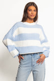 Courtney Thick Stripe Knit Sweater Blue Cream