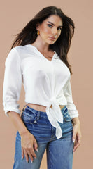 Vessa Tie Front Shirt Ivory