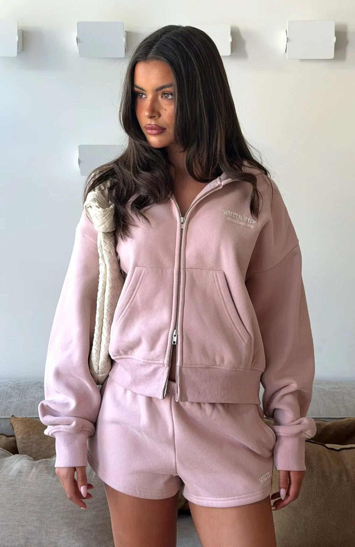 Cant Miss It Boxy Zip Front Hoodie Dusty Pink
