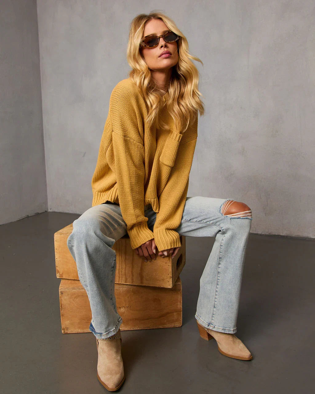 Bilos Relaxed Ribbed Knit Sweater