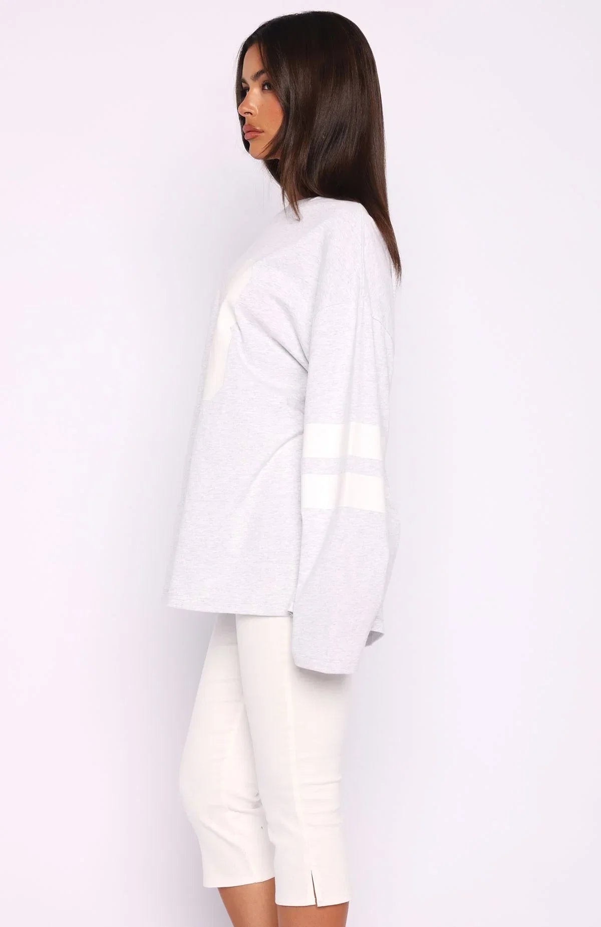 Playing Ball Oversized Long Sleeve Tee Grey Marle