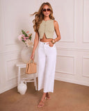 Basic Theory Sleeveless Knit Button Down Top