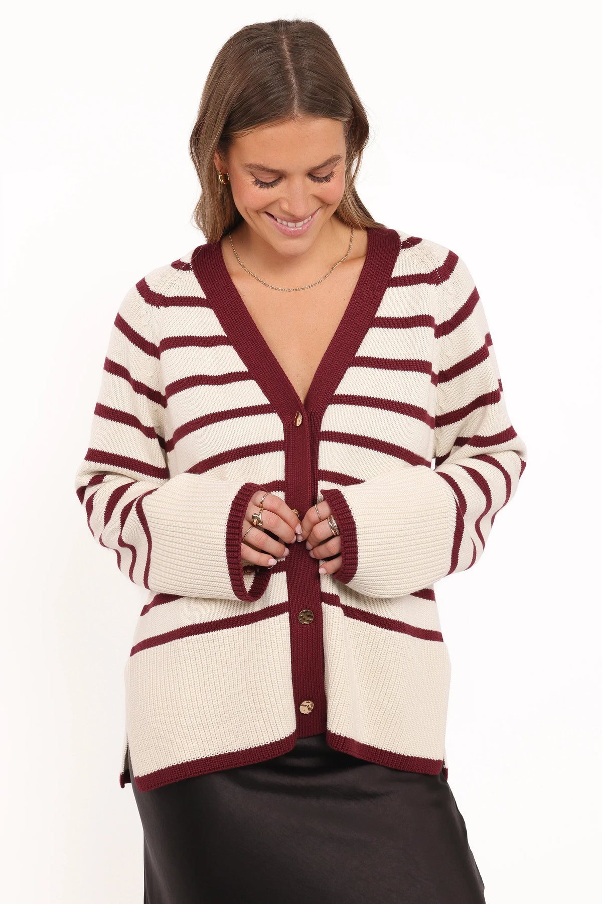 Aydee Cardigan Cherry Stripe