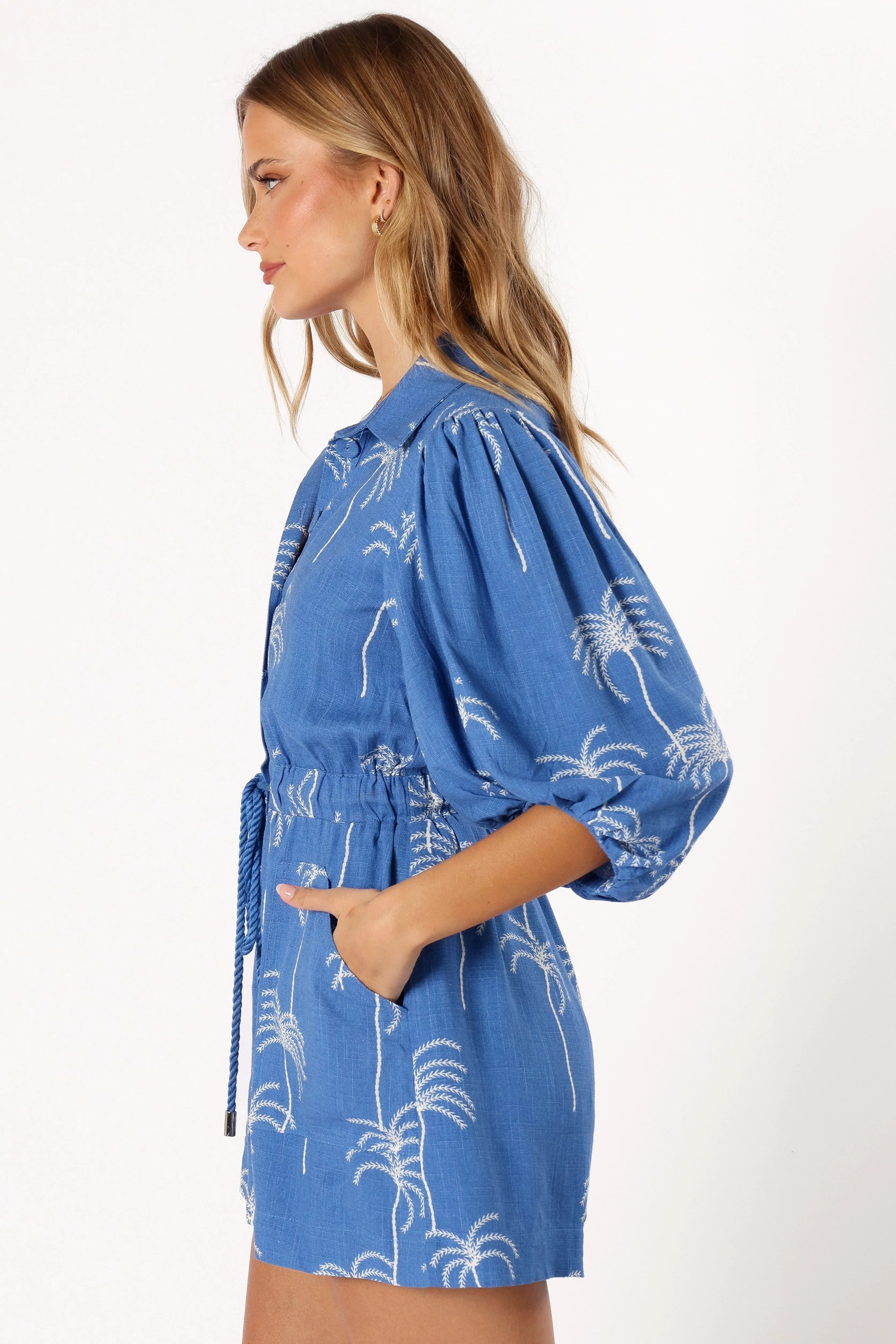 Gina Romper Blue Print