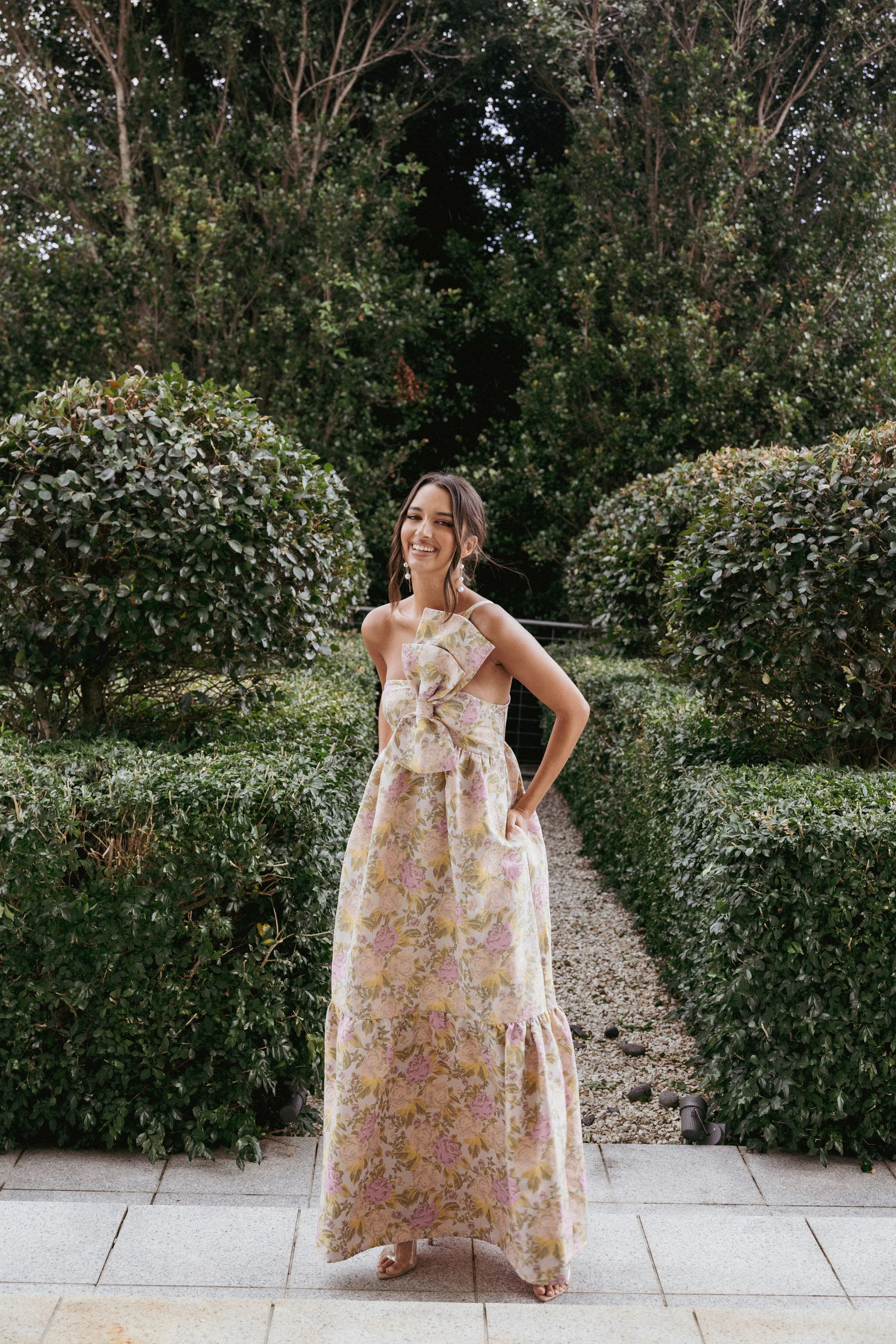 Betina Bow Front Maxi Dress Multi Floral