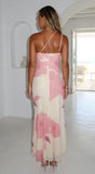 Petalise Floral Asymmetrical Maxi Dress Pink