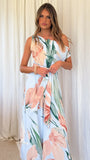 Oasis One Shoulder Jumpsuit Blue Peach Floral