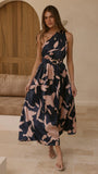 Hadas Maxi Dress Navy Pink Print